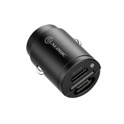 ALOGIC CRCC30 cargador de dispositivo móvil Auriculares, Auriculares, Smartphone, Reloj inteligente, Tableta Gris Encendedor de cigarrillos Carga rápida Auto 