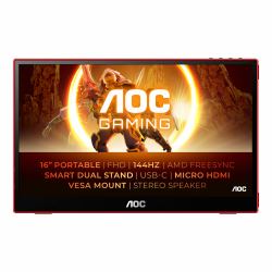 AOC 16G3 monitor o TV portátil Monitor portátil Negro, Rojo 39,6 cm [15.6"] TFT 1920 x 1080 Pixeles 