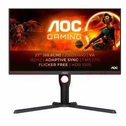 AOC G3 Q27G3XMN/BK pantalla para PC 68,6 cm [27"] 2560 x 1440 Pixeles 2K Ultra HD LED Negro, Rojo 