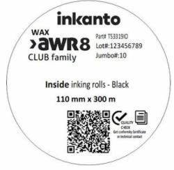 Armor THERMAL TRANSFER RIBBON AWR8 - 110MMX300M, BLACK, INKIING - INSIDE, CORE 25.4MM, WIDTH 104MM, MOQ 10 ROLLS