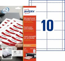 Avery L4727-20 accesorio para porta-tarjetas Inserto para placa identificativa Blanco 200 pieza[s] 