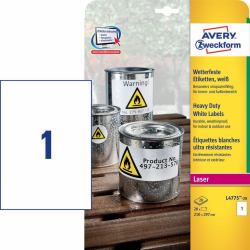 Avery L4775-20 etiqueta autoadhesiva Rectángulo redondeado Permanente Blanco 20 pieza[s] 