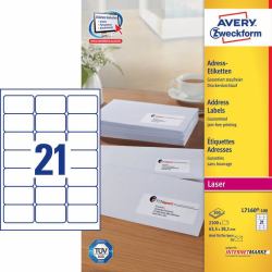 Avery L7160-100 etiqueta autoadhesiva Rectángulo redondeado Permanente Blanco 2100 pieza[s] 