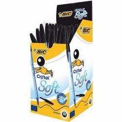 BIC Cristal Soft Negro Bolígrafo Medio 50 pieza[s] 