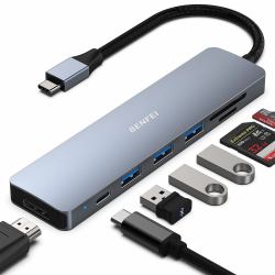 Benfei 000307GREY hub de interfaz USB Tipo C 5000 Mbit/s Gris 