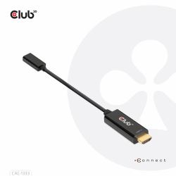 CLUB3D CAC-1333 adaptador de cable de vídeo 0,22 m HDMI tipo A [Estándar] USB Tipo C Negro 