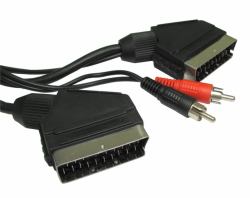 Cables Direct Scart + 2 RCA 1.5m cable EUROCONECTOR 1,5 m SCART [21-pin] Negro 