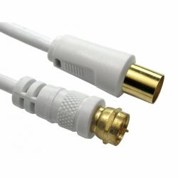 Cables Direct 2-FM-9M-01 cable coaxial 3C-2V 1 m TV F Blanco 
