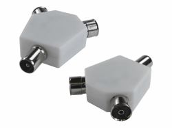 Cables Direct 9.5MM 1 MALE-2 FEMALE ADAPTOR WHITE Divisor de señal para cable coaxial Blanco 