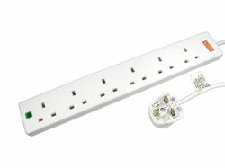 Cables Direct RB-05M06SPD limitador de tensión 6 salidas AC 220-240 V Blanco 5 m 