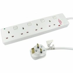 Cables Direct RB-10-4GANGSWD limitador de tensión 4 salidas AC Blanco 10 m 