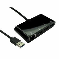 Cables Direct USB3-ETHGHUB-BK base para portátil y replicador de puertos USB 3.2 Gen 1 [3.1 Gen 1] Type-A Negro 