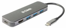 D-Link DUB-2333 base para portátil y replicador de puertos Alámbrico USB Tipo C Gris 