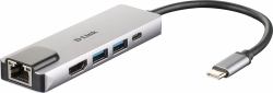 D-Link DUB-M520 base para portátil y replicador de puertos Alámbrico Thunderbolt 3 Aluminio 