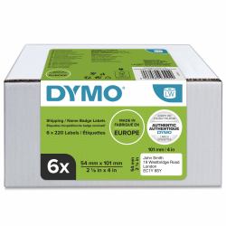 DYMO LW etiquetas de envío/tarjetas de identificación grandes y auténticas | 54 mm × 101 mm | 6 rollos de 220 etiquetas autoadhesivas [1320 unidades] | para etiquetadoras LabelWriter 