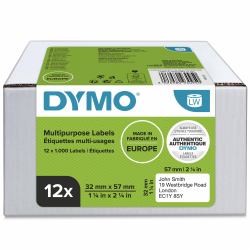 DYMO LW etiquetas de dirección multiusos auténticas | 32 mm × 57 mm | 12 rollos de 1000 etiquetas con reverso fácil de retirar [12 000 unidades] | autoadhesivas | para etiquetadoras LabelWriter 