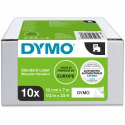 DYMO D1 etiquetas auténticas | impresión negra sobre fondo blanco | 12 mm × 7 m | etiquetas autoadhesivas para etiquetadoras LabelManager | 10 unidades 
