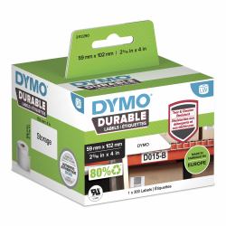 DYMO LW auténticas etiquetas durables | 59mm × 102mm | rollo de 300 etiquetas autoadhesivas "White Poly" | Etiquetas que duran sobre superficies exigentes para etiquetadoras LabelWriter 