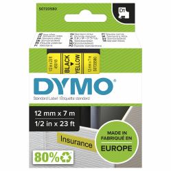 DYMO D1 etiquetas auténticas | impresión negra sobre fondo amarillo | 12 mm × 7 m | etiquetas autoadhesivas para etiquetadoras LabelManager 