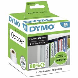 DYMO LW etiquetas auténticas multiusos/de LAF grandes | 59 mm × 190 mm | rollo de 110 etiquetas con reverso fácil de retirar | autoadhesivas | para etiquetadoras LabelWriter 