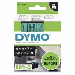 DYMO D1 etiquetas auténticas | impresión negra sobre fondo verde | 9 mm × 7 m | etiquetas autoadhesivas para etiquetadoras LabelManager 