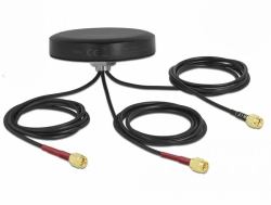 DeLOCK LTE MIMO Dual Band WLAN 802.11 ac/ax/a/h/b/g/n Antena 3 x SMA macho RG-174 1 m de montaje con tornillos para exteriores negro 