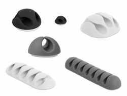 DeLOCK 18300 organizador de cables Escritorio/pared Soporte para cables Negro, Gris, Blanco 6 pieza[s] 