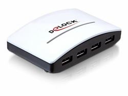 DeLOCK USB 3.0 External HUB 4 Port 5000 Mbit/s Negro, Blanco 