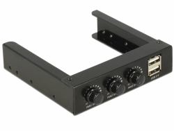 DeLOCK 62714 controlador de velocidad de ventilador 3 canales Negro 