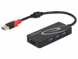 DeLOCK HUB USB 3.0 3 Port extern + 2 x SD Slo USB 3.2 Gen 1 [3.1 Gen 1] Type-A Negro 