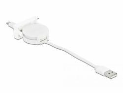 DeLOCK USB 2.0 cable modular retráctil Easy 45 USB Tipo-A a 8 pines Lightning hembra blanca 