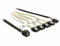 DeLOCK 1m, Mini SAS HD SFF-8643/4xSATA 7p Negro, Plata, Amarillo 