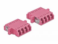 DeLOCK Acoplador de Fibra Óptica LC Quad hembra a LC Quad hembra Multimodo 2 piezas púrpura 