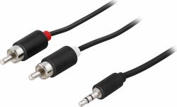Deltaco MM-140A cable de audio 2 m 3,5mm RCA Negro 