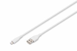 Digitus Cable de conexión Lightning de silicona, USB-A - Lightning 1m, blanco 