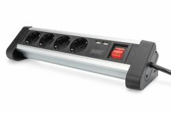 Digitus DA-70614 base múltiple 1,5 m 4 salidas AC Interior Negro, Plata 