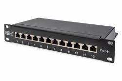 Digitus Panel de conexión CAT 6A, apantallado, 12 puertos 1UA, 10", negro 