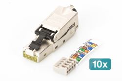 Digitus Conector RJ45 apantallado para ensamblaje sobre el terreno - 10 unidades 
