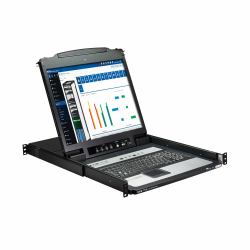 Eaton B020-U16-19-K KVM de Consola NetDirector de 16 puertos 1U para instalar en rack, con LCD de 19 pulgadas + 8 cables combinados PS2/USB 