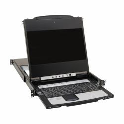 Eaton Tripp Lite B030-DP08-17D Consola KVM NetDirector de 8 Puertos DisplayPort con LCD de 17", Riel Doble, Instalación en 1U de Rack 