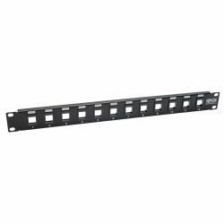Eaton Tripp Lite N062-012-KJ Panel de Conexiones sin Blindaje RJ45 Keystone / Multimedia de 12 Puertos de 1U Para Instalación en Rack, Ethernet RJ45, USB, HDMI, Cat5e / Cat6 