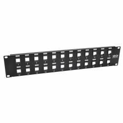 Eaton Tripp Lite N062-024-KJ Panel de Conexiones sin Blindaje RJ45 Keystone / Multimedia de 24 Puertos de 2U Para Instalación en Rack, Ethernet RJ45, USB, HDMI, Cat5e / Cat6 