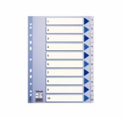 Esselte 100135 lengüeta de índice Separador numérico con pestaña Polipropileno [PP] Azul, Blanco 