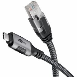 Goobay 70698 cambiador de género para cable USB C RJ-45 Negro, Plata 