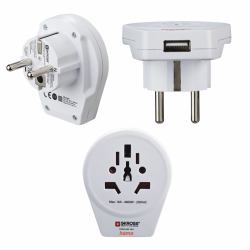Hama World to Europe USB adaptador de enchufe eléctrico Universal Blanco 