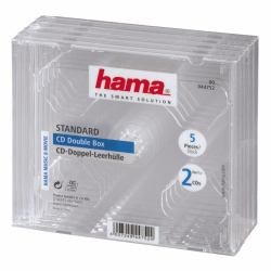 Hama CD Double Jewel Case, Pack 5 2 discos Transparente 