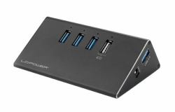 LC-Power LC-HUB-ALU-2B-4 hub de interfaz USB 3.2 Gen 1 [3.1 Gen 1] Type-A 5000 Mbit/s Negro 