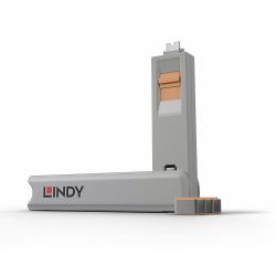 Lindy 40428 bloqueador de puerto Llave de bloqueador de puerto USB Tipo C Gris, Naranja 4 pieza[s] 