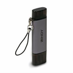 Lindy 43335 lector de tarjeta USB 3.2 Gen 1 [3.1 Gen 1] Type-A/Type-C Negro, Gris 