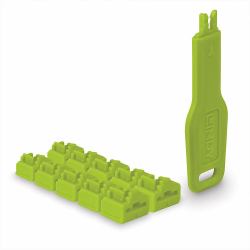 Lindy 47894 bloqueador de puerto Bloqueador de puerto + clave RJ-45 Verde Acrilonitrilo butadieno estireno [ABS] 10 pieza[s] 